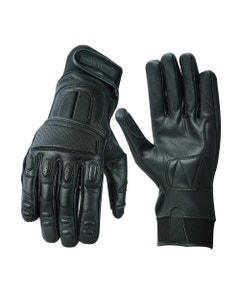  Johnny Reb Mens Olga Perforated Padded Leather Gloves Black