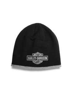  Harley-davidson Mens Bar & Shield Two Tone Knit Hat Black